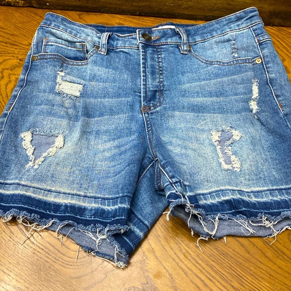 Tribal Pants - Tribal Distressed Denim Shorts